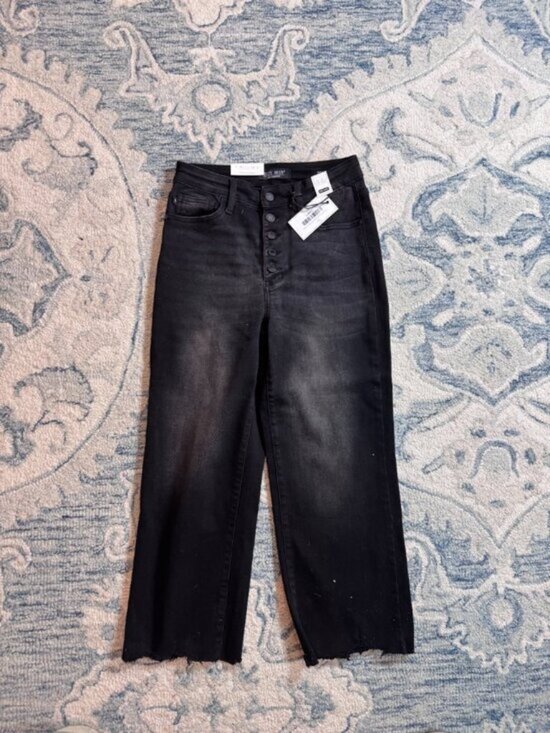 Judy Blue Denim - Judy Blue Black High Rise Button Fly Wide Leg Crop Jeans Size 7/28 NWT (JB26)